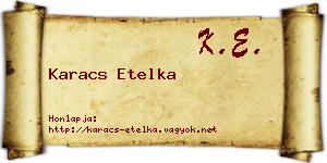 Karacs Etelka névjegykártya